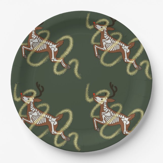 Reindeer Skeleton Paper Plate (Front)