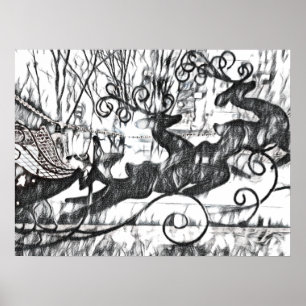 Reindeer Sketch Value Poster