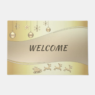 Reindeer Sleigh Christmas Balls Doormat