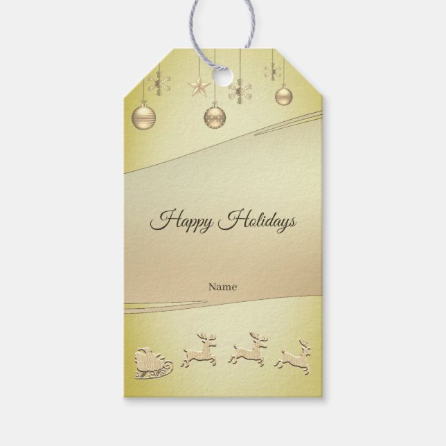 Reindeer Sleigh Christmas Balls Gift Tag (Front)