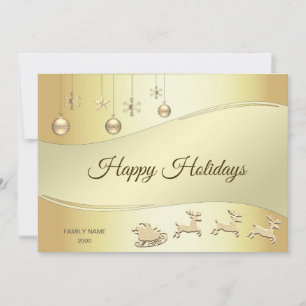Reindeer Sleigh Christmas Balls Holiday Card