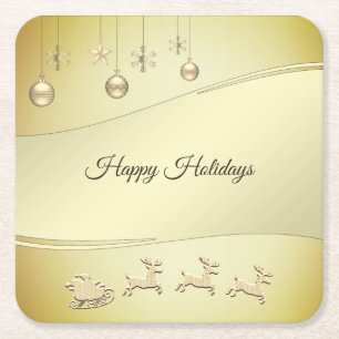 Reindeer Sleigh Christmas Balls Paper Coaster