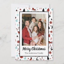 Reindeer Sleigh Christmas Pine Trees