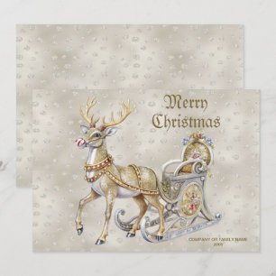 Reindeer Sleigh Holiday Christmas Card