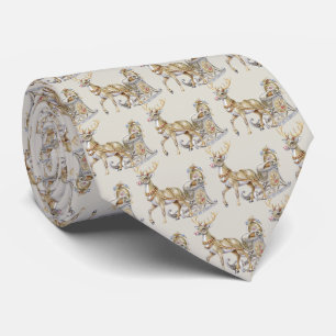 Reindeer Sleigh Holiday Neck Tie