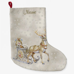 Reindeer Sleigh Holiday Stocking