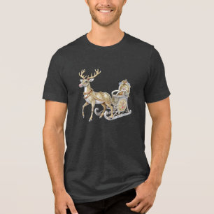 Reindeer Sleigh Men's T-Shirt Tri-Blend Shirt