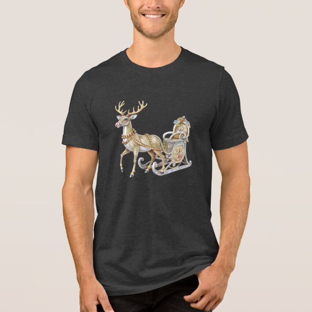 Reindeer Sleigh Men's T-Shirt Tri-Blend Shirt (Front)