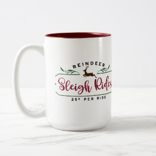 Reindeer Sleigh Rides Two-Tone Coffee Mug