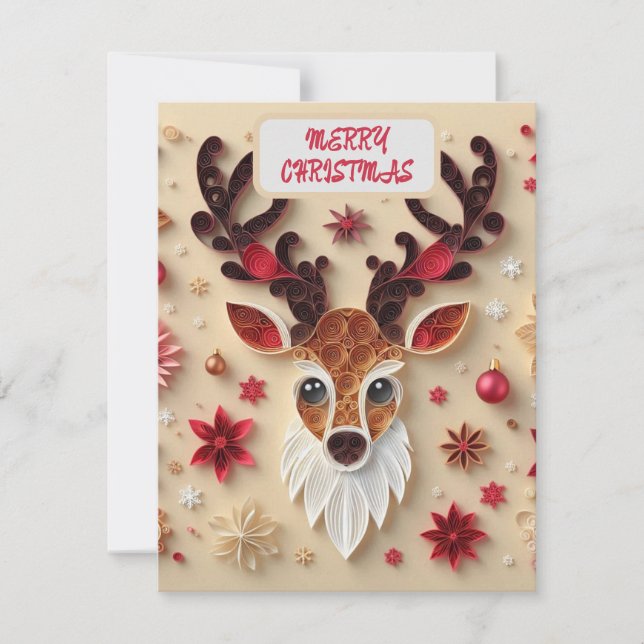 Reindeer snow Christmas Holiday Card (Front)