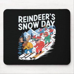 Reindeer Snow Day Winter Skiing Animals Mouse Mat