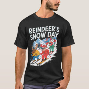 Reindeer Snow Day Winter Skiing Animals  T-Shirt