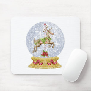Reindeer snow globe mouse mat