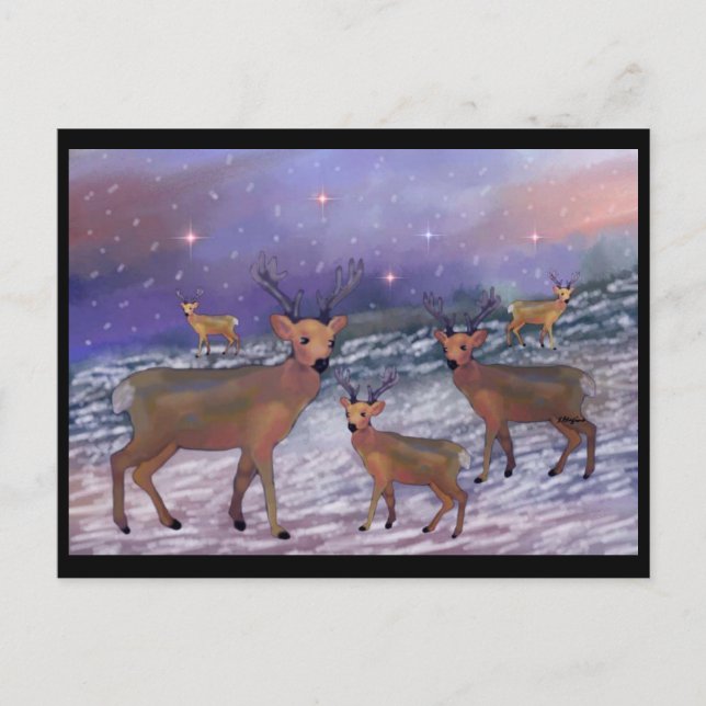Reindeer Snowfall Postcards (Front)
