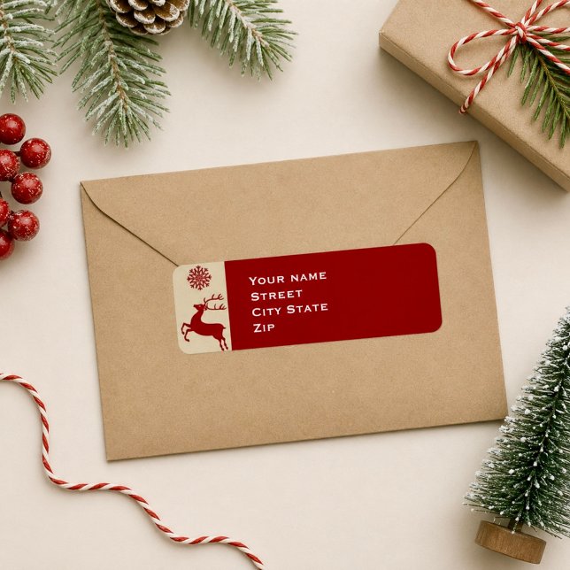Reindeer Snowflake Return Address Label (Creator Uploaded)