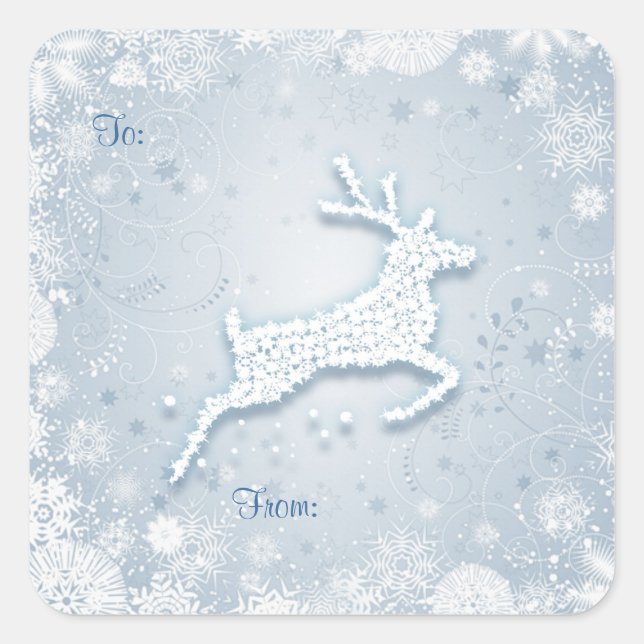 Reindeer Snowflakes Christmas gift tag Sticker (Front)