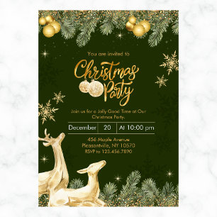 Reindeer & Snowflakes Christmas Party  Invitation