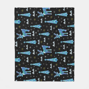 Reindeer, snowflakes, Christmas pattern Fleece Blanket