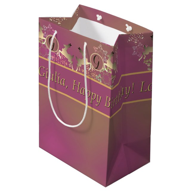 Reindeer & Snowflakes on Purple Gift Bag (Back Angled)