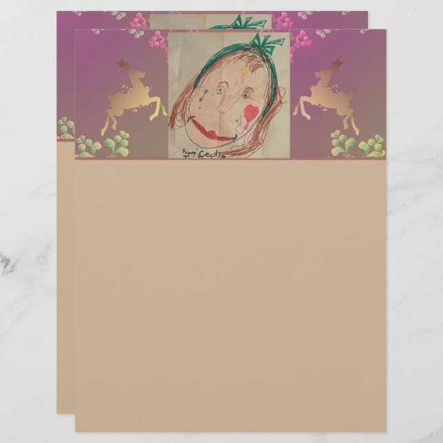 Reindeer, Snowflakes +Photo Custom Letterhead (Front/Back)