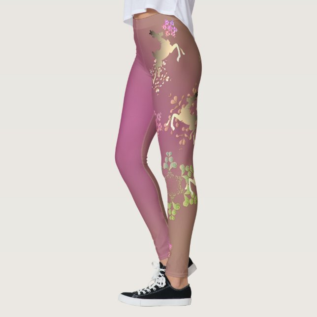 Reindeer & Snowflakes Purple Leggings (Left)