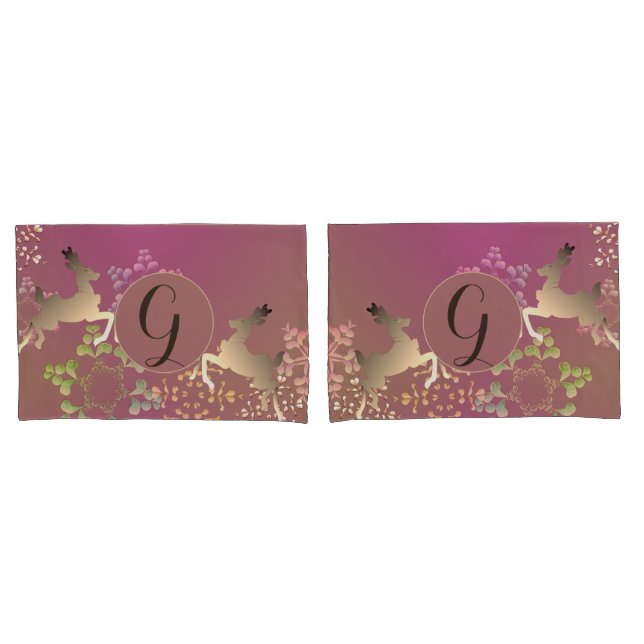 Reindeer & Snowflakes Purple Pillowcase (Front-Set)