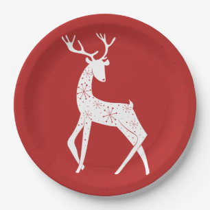 Reindeer & Snowflakes Reindeer Crossing Christmas Paper Plate