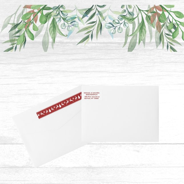 Reindeer Snowflakes Trees Wraparound Address Label (Creator Uploaded)