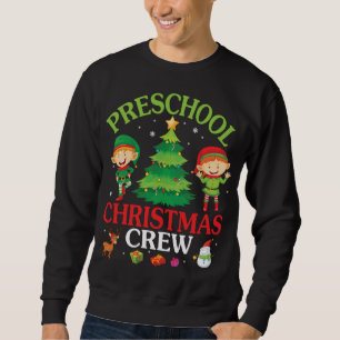 Reindeer Snowman Elfs Dancing Tree Preschool Chris Sweatshirt