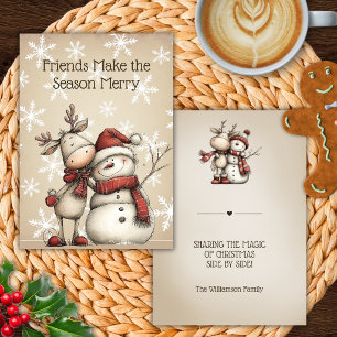 Reindeer & Snowman Friends Christmas Card