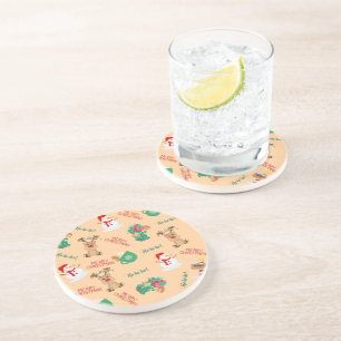 Reindeer, Snowman, Hot cocoa Sandstone Christmas  Coaster