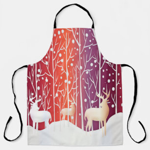 Reindeer Snowy Holiday Apron