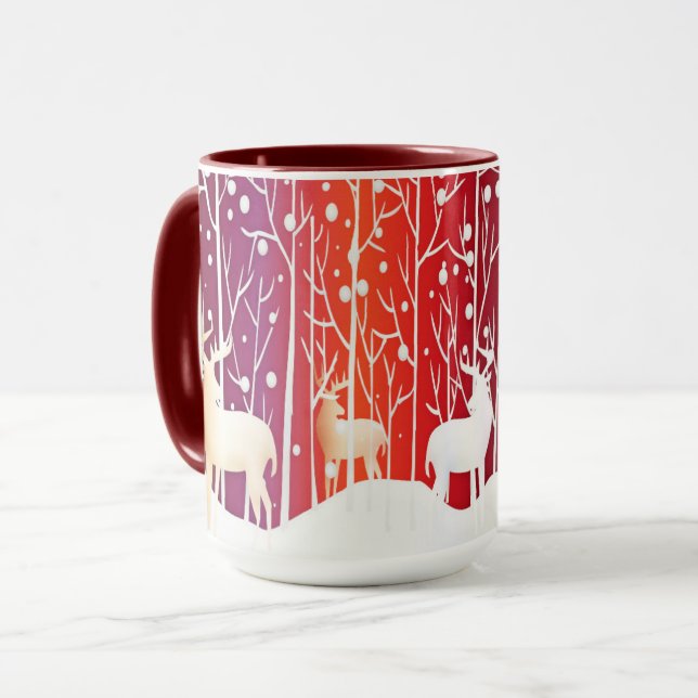 Reindeer Snowy Holiday Mug (Front Left)