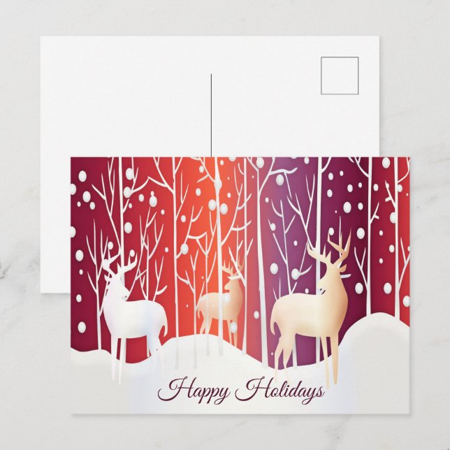 Reindeer Snowy Holiday Postcard (Front/Back)