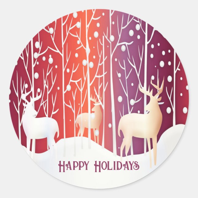  Reindeer Snowy Holiday Sticker (Front)