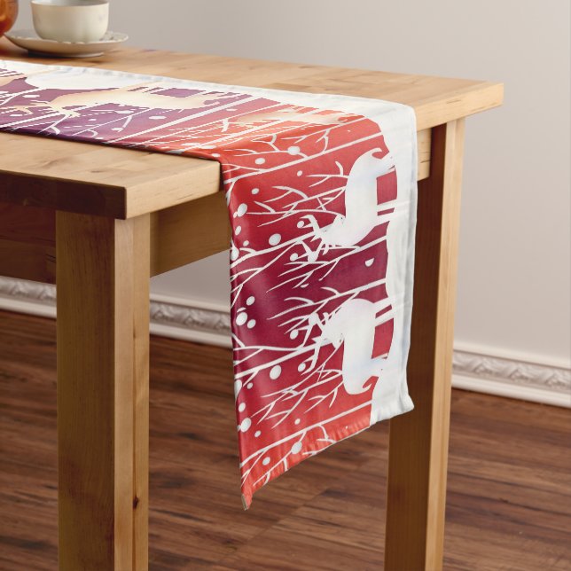 Reindeer Snowy Holiday Table Runner (In Situ)