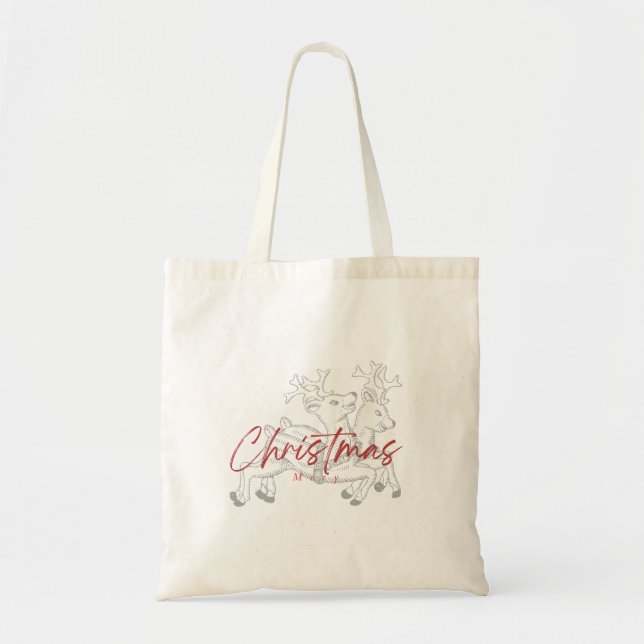 Reindeer Special Back Design Christmas Tote Bag (Front)