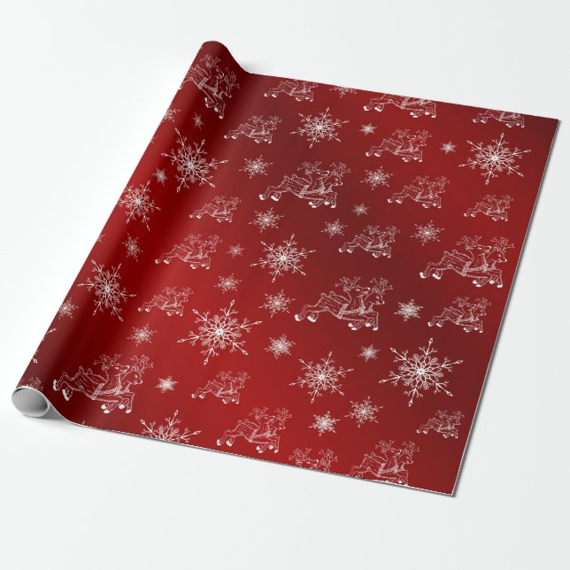 reindeer, star, stars, snowflake, christmas wrapping paper (Unrolled)