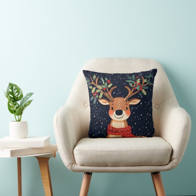 Reindeer Starry Christmas Twinkle Night Cushion (Chair)