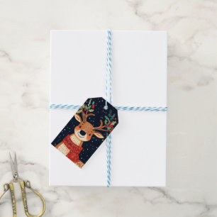 Reindeer Starry Christmas Twinkle Night Gift Tags