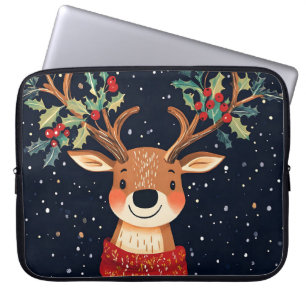 Reindeer Starry Christmas Twinkle Night Laptop Sleeve
