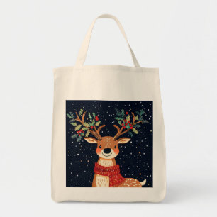 Reindeer Starry Christmas Twinkle Night Tote Bag