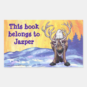 Reindeer Stationery Rectangular Sticker