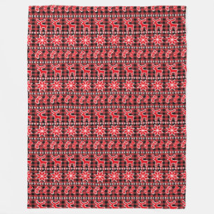 Reindeer Stocking Fair Isle Christmas Pattern Fleece Blanket
