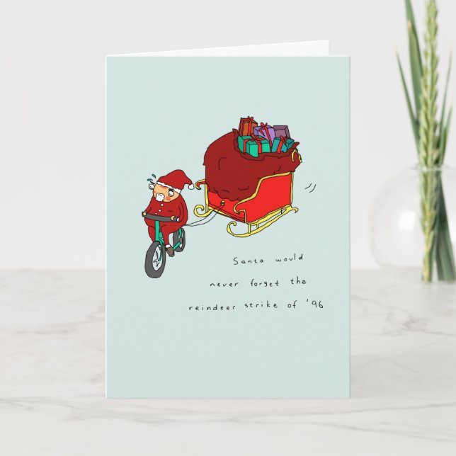 Reindeer Strike | Funny Cycling Christmas Card (Front)