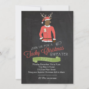 Reindeer Tacky Sweater Christmas Party Invitation