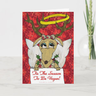 Reindeer Tis The Season to Be Vegan Gifts Apparel Holiday Card