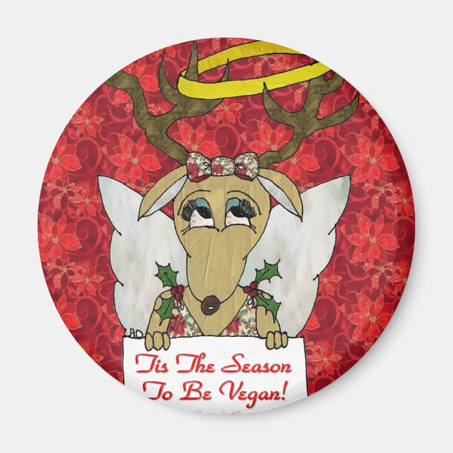 Reindeer Tis The Season to Be Vegan Gifts Apparel Magnet (Front)