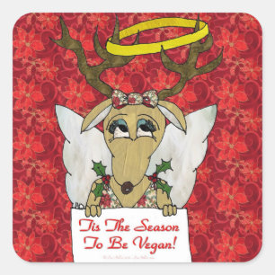 Reindeer Tis The Season to Be Vegan Gifts Apparel Square Sticker