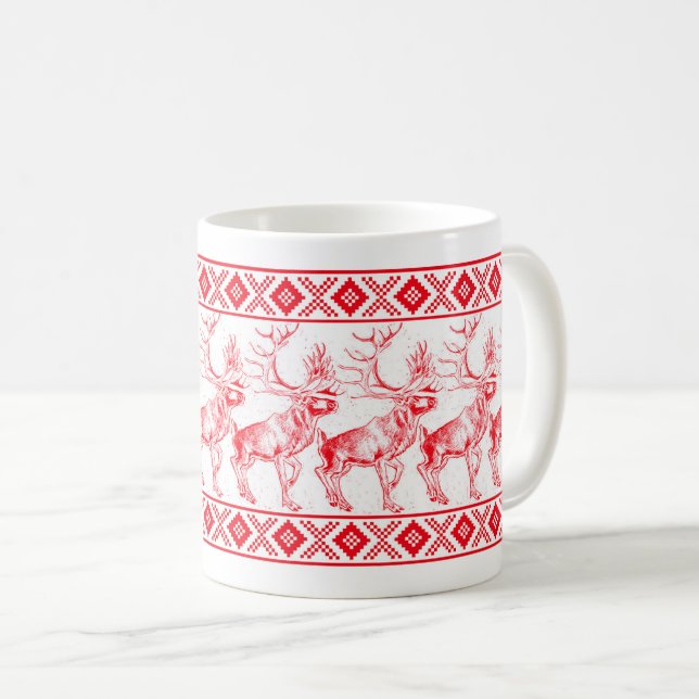 Reindeer Toile de Jouy Mug (Front Right)